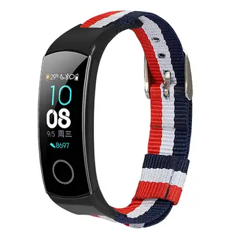 Dryžuotas Drobė Dirželis Sveikatos Apyrankę Smart Juosta Fitness Tracker Smartband Apyrankės už Huawei Honor Apyrankę 5 Garbę Apyrankę 4