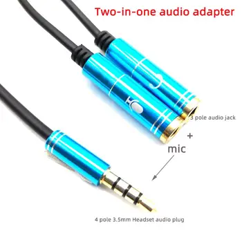 Du-in-one audio Adapter Dual 3,5 MM Ausinių Kištuku, Garso Kabeliai Splitter Mikrofonas+Stereo kištuko 2 1 4 polių Ausinių Jungtis