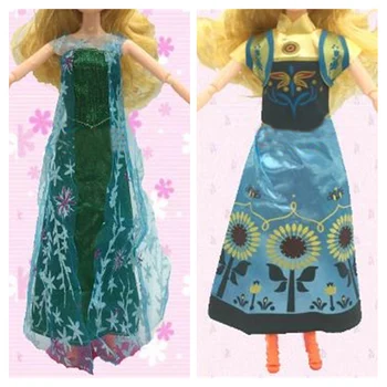 Du Rinkinys Princess Lėlės, Už Anna + Elsa Apranga Filmą Panašių Suknelė Pasakos Vestuvinė Suknelė Lėlės Geriausios Mergaičių Dovana