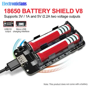 Dual 18650 Ličio Baterija Shield V8 3V1A 5V 3A Micro USB Power Bank Baterijos Įkrovimo Moduliu, Aviečių Pi Wifi ESP8266 ESP32