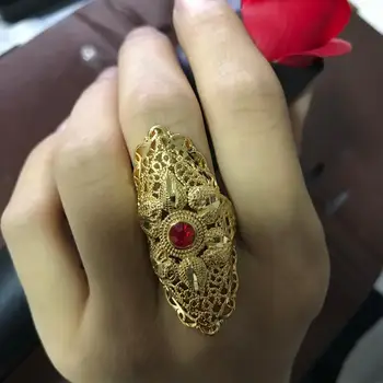 Dubajaus Aukso Spalvos, Raudonas akmuo Žiedai Moterų Afrikoje Žiedas Etiopijos Papuošalai, Arabų, Indijos, Nigerijos Artimųjų Rytų Metalo Vestuvių Žiedas