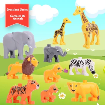 Duploe Gyvūnų Modelio Blokai Originalus didelis Dalelių Plytų aksesuaras Žaislai Vaikams Suderinama su Duploed Blokai