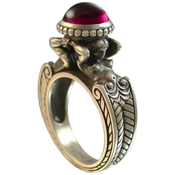Dvi Undinės Raudonas Akmuo Cirkonis Žiedai Euramerican Kūrybos Vintage Retro moteriški Žiedai Pokylių Šaliai, Papuošalai