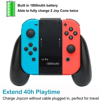 Džiaugsmas Con Įkrovimo Sukibimą su 1800mAh Baterija 2-in-1 Comfort Grip Nintendo Jungiklis Džiaugsmas-Con Valdytojas Joycon Įkroviklį su laidu