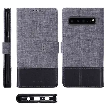 Džinsinio audinio Mišrios Spalvos Oda Flip Case For Samsung S9 S10 S8, S7 J1 J2 j3 skyrius J4 J5 J6 J7 Premjero mini A3 A5 A6 A7 A8 2017 m. 2018 m Plus Atveju