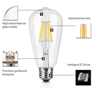 E14 E27 LED Edison Lemputės Šviesą 