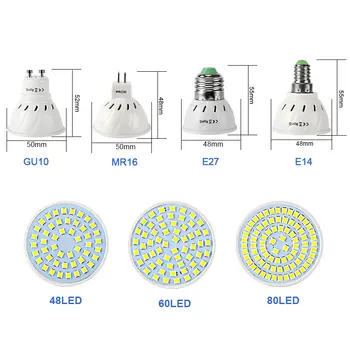 E27 E14 GU10 MR16 LED Lemputė 220V 240V Bombillas Lampada LED Lemputė, Prožektorius 2835SMD Šalta Balta Šiltai Balta LED Apšvietimas