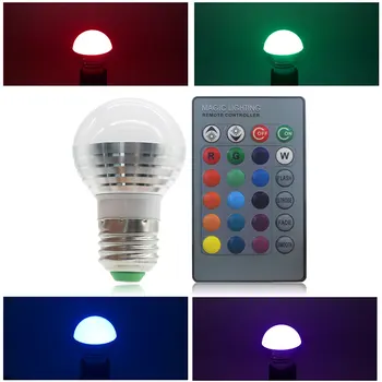 E27 E14 RGB LED lemputės 16 Spalvų Magija LED Nakties Šviesos 85-265V led Lempos, šviesos srautą galima reguliuoti Scenos Šviesos / 24key Nuotolinio Valdymo atostogų žiburiai
