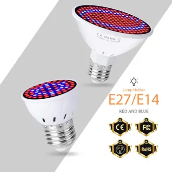 E27 LED Grow Lempa Visą Spektrą E14 Augimo Lemputė GU10 Fito Lempa MR16 Apšvietimo Fitolampy Augalai, Gėlių Daigų Auginimas