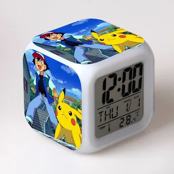 Eikite Pokemon Animacinių filmų Žadintuvas Vaikai Pabusti, Šviesos, Skaitmeninis Laikrodis-Žadintuvas Vaikas Žaislai LED Pikachu Laikrodis Spalva Chang Lentelė Reveil Wekker