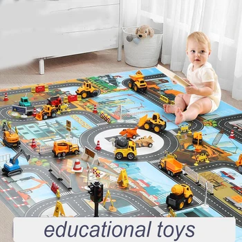 Eismo Automobilių Žaislai Žemėlapis Vaikų Švietimo Žaisti Mat Miesto Inžinerinių eismo automobilių Stovėjimo Aikštelė Gyvūnų Vaikai Kilimas Vandeniui žaidimų Aikštelė