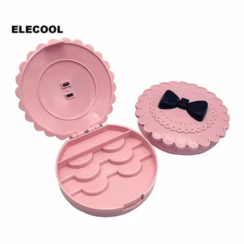 ELECOOL Plastiko Netikrų Blakstienų talpinimo Pink Gėlių Lankas Modelis Netikrų Blakstienų nešiojimo krepšys Makiažas Kosmetikos Atveju Organizatorius