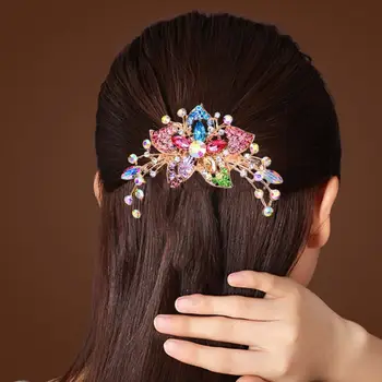 Elegantiškas Geometrinis Plaukų Aksesuarai Moterims Plaukų Šukos Kalnų Krištolas Kristalų Plaukų Clips Stilingas Panele Nuotaka Vestuves Šukuosena
