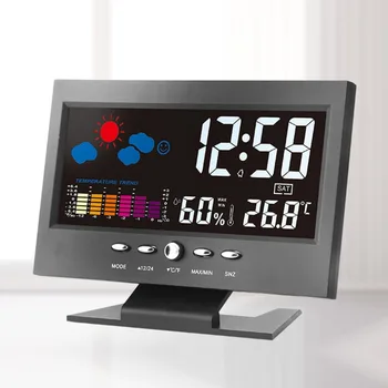 Elektroninis Skaitmeninis LCD Temperatūra Drėgnumas Stebėti Laikrodis Termometras su Drėgmėmačiu Elektroninės Patalpų Namuose Orų Prognozė Laikrodis