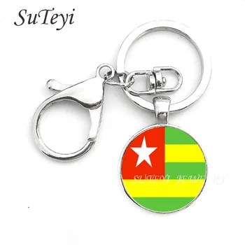 Eritrėjoje ir Togas ir Žaliojo Kyšulio respublikos valstybės vėliava paveiksl stiklo, metalo keychain vintage mados vyrai klavišą grandinės žiedas savininkas už automobilį