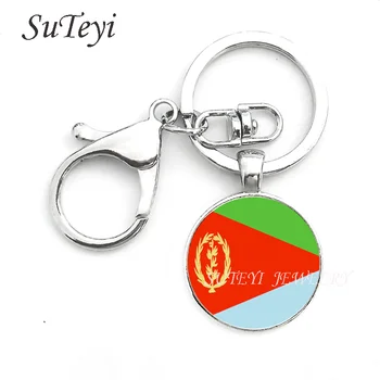 Eritrėjoje ir Togas ir Žaliojo Kyšulio respublikos valstybės vėliava paveiksl stiklo, metalo keychain vintage mados vyrai klavišą grandinės žiedas savininkas už automobilį