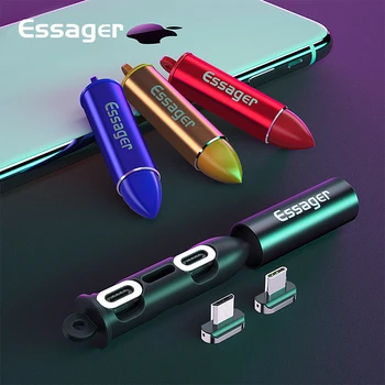 Essager Nešiojamų Magnetinio Kištuko Adapteris Box Metalo Talpyklos Micro USB-C C Tipo Magnetas Įkroviklio Laidą 