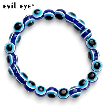 Evil eye 2018 Mados 4 6 8mm Mėlyna Dervos Rutuliukai Zawalcowany Apyrankės turkijos stiliaus Žavesio, Mėlyna akių Karoliukų Apyrankės Moterims EY4779