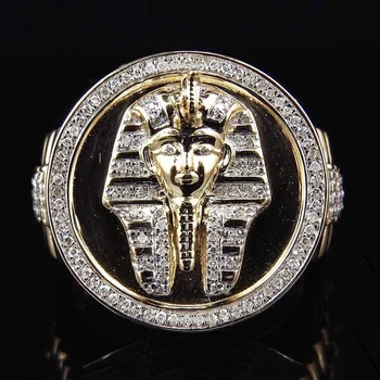 FDLK Klasikinių Senovinių Egipto Karalius Žiedas Madinga Prabanga Vyrų Aukso dviejų Spalvų Žiedas Reikmenys, Papuošalai Vyrams geriausia dovana