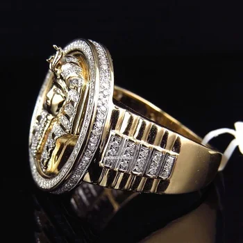 FDLK Klasikinių Senovinių Egipto Karalius Žiedas Madinga Prabanga Vyrų Aukso dviejų Spalvų Žiedas Reikmenys, Papuošalai Vyrams geriausia dovana