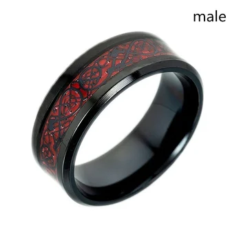 FDLK Pora Žiedus - Mens Classic Red Dragon Žiedas ir Moteris, Raudonas Granatas Kryžiaus Kristalų Nuotakos Sužadėtuvių, Vestuvių Žiedas