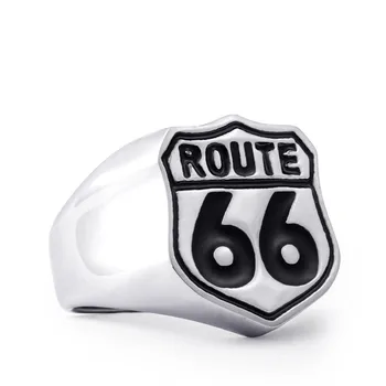FDLK Vyrų Mados Skaitmeninis 66 Balta Juoda paauksuoti Dviratininkas Route 66 Žiedas Mens Motociklų Klubo Jubiliejų Žiedas