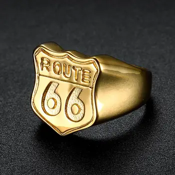 FDLK Vyrų Mados Skaitmeninis 66 Balta Juoda paauksuoti Dviratininkas Route 66 Žiedas Mens Motociklų Klubo Jubiliejų Žiedas