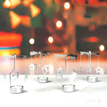FENGRISE Metalo Žvakidė Linksmų Kalėdų Stalo Dekoro ir Namų Sukasi Briedžių Angelas Kalėdų Ornamentu 2020 Navidad Kalėdos Amatų
