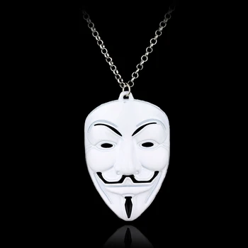 Filmo Papuošalai V for Vendetta Pakabukas Karoliai Anonimas Kaukė Žavesio Choker Karoliai Hakeris Kaukė Metalo Karoliai Vyrams, Moterims