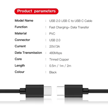 FONKEN USB Type C) USB C Tipo PD 60W Kabelis 3A Greitai Įkrauti Telefono Kabelis Xiaomi Redmi Pastaba 8 Pro 