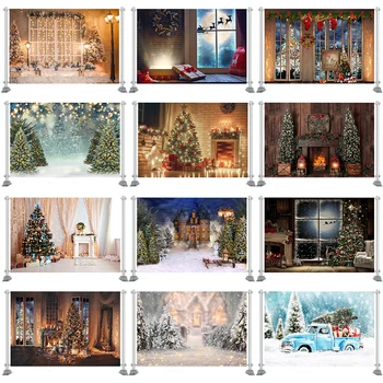 Fotografijos Fonas Kalėdų Eglutės Langą Vainikas Žiemos Sniego Fone Medžio Namas Photocall Photoshoot Prop Užsakymą Photobooth