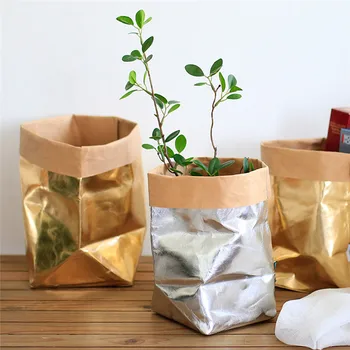 Galima skalbti Kraft Paper Bag Augalų, Gėlių Vazonai, Daugiafunkciniai Namų nusidėvėjimui atsparaus Saugojimo Krepšiai pakartotinio naudojimo ekologišką maišelį