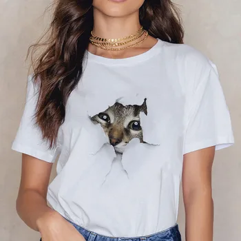 Gana mielas kačiukas, Grafinis spausdinti marškinėliai Moterims Vaikas Madinga Marškinėlius Išdidūs Ir Abejingi Maža Juoda Katė Nauja, T-shirt Moteris