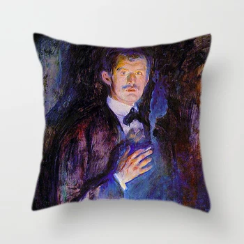 Garsaus Aliejaus Tapyba, Dekoratyvinės Mesti Pagalvės Pagalvėlė Padengti Rėkti Edvard Munch autoportretas už Sofos, Sofos Kambarį Namuose