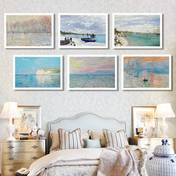 Garsaus Claude Monet Paveikslai Tapyba plakatas ir spausdina Mados Modernios Sienos menas nuotraukas, svetainė, miegamasis, valgomasis kambarys, kavinė
