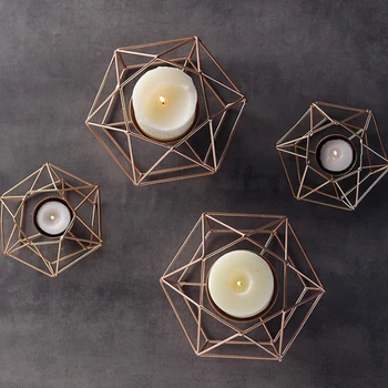 Geležies 3D Geometrinis Žvakių Laikikliai Šiaurės Stiliaus Kaustytomis Stovo Candleholder Žvakidė Nuotaikos Arbata Šviesos Turėtojas Vestuvių Stalo