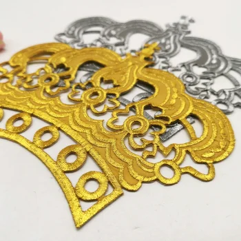 Geležies Pleistrai Royal Crown Aukso Appliques 5 Vnt Cosplay Nėriniai 