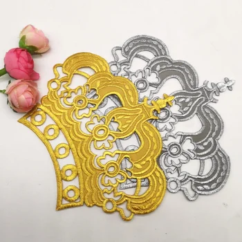 Geležies Pleistrai Royal Crown Aukso Appliques 5 Vnt Cosplay Nėriniai 
