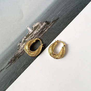 GHIDBK Aukso Susukti Stambusis Pareiškimą Hoopas Auskarai Unikalaus Dizaino Tekstūra Kietas Žiedas, Auskarai Minimalistinio Žiedai, Juvelyriniai dirbiniai Didmeninė