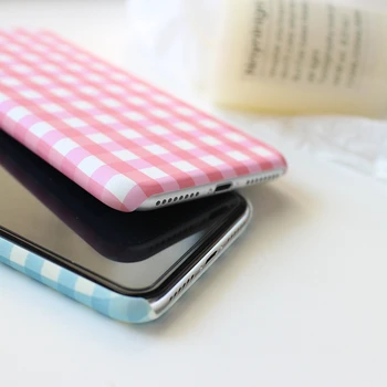 Gimfun Paprasta Rožinė Mėlyna Tinklelis Telefono dėklas skirtas IPhone 12 Pro XS MAX Xr 7 8 SE Pledas Šveitimas Hard Case for Iphone 11 Pro Max