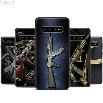 Ginklų Kulkų AK47 Pistoletu Black Case for Samsung Galaxy S20 FE S21 20 Pastaba Ultra S10 10 Lite S9 Plus S8 S10e Minkštos TPU Dangtis