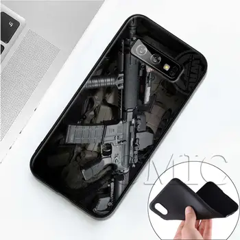 Ginklų Kulkų AK47 Pistoletu Black Case for Samsung Galaxy S20 FE S21 20 Pastaba Ultra S10 10 Lite S9 Plus S8 S10e Minkštos TPU Dangtis