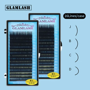 GLAMLASH Mix 7~15 mm 16 linijos JBCDLLU Curl natūralių blakstienų pratęsimo mink atskirų klaidingų blakstienas pratęsimo maquiagem cilios