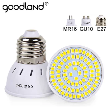 Goodland E27 LED Lemputės 220V 240V GU10 MR16 LED Lempos, LED Prožektoriai, Lemputės Lampada 48 60 80 Led SMD 2835 Patalpų, Namų Vietoje Šviesos