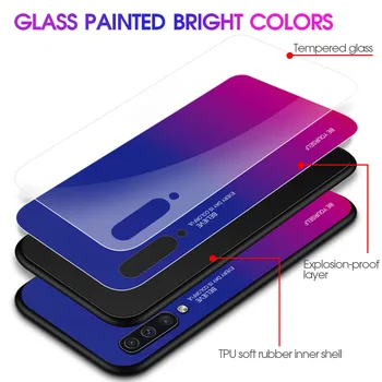 Gradientas Grūdintas Stiklas Telefono dėklas Samsung Galaxy A50 A70 A51 A71 Atveju 