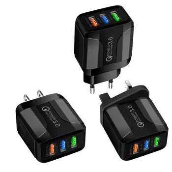 Greito Įkrovimo Sienos automobilinis Įkroviklis ES/JAV/UK Plug 3 USB Įkroviklis Adapteris, skirtas 