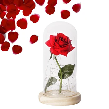 Grožio Ir Žvėrys Rose Rose LED Stiklo Kupolas Forever Rose Red Rose Valentino Diena, Motinos Diena Ypatingą Romantišką Dovaną
