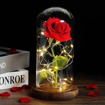 Grožio Ir Žvėrys Rose Rose LED Stiklo Kupolas Forever Rose Red Rose Valentino Diena, Motinos Diena Ypatingą Romantišką Dovaną