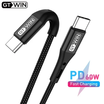 GTWIN 60W USB Type C) USB C Tipo Kabelis USB-C, Greita Įkrovimo Laidas PD Tipo c Duomenų Kabelis Samsung 