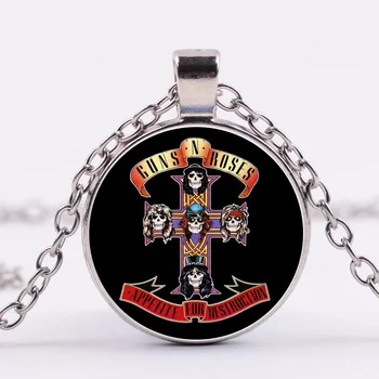 Guns N Roses, Roko Grupė Karoliai Steampunk Muzikos grupės Logotipas, Simbolis Stiklo Kristalų Pakabukas Ilgi Karoliai Gerbėjai Suvenyrai